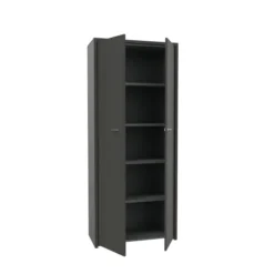 Armoire cuir Quadri Prestige - h. 217 x l. 92 cm - 4 tablettes mélaminé - 2 portes battantes