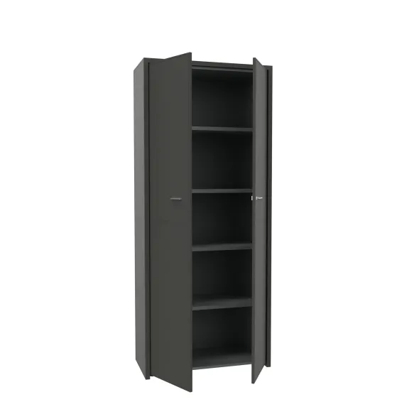 Armoire cuir Quadri Prestige - h. 217 x l. 92 cm - 4 tablettes mélaminé - 2 portes battantes