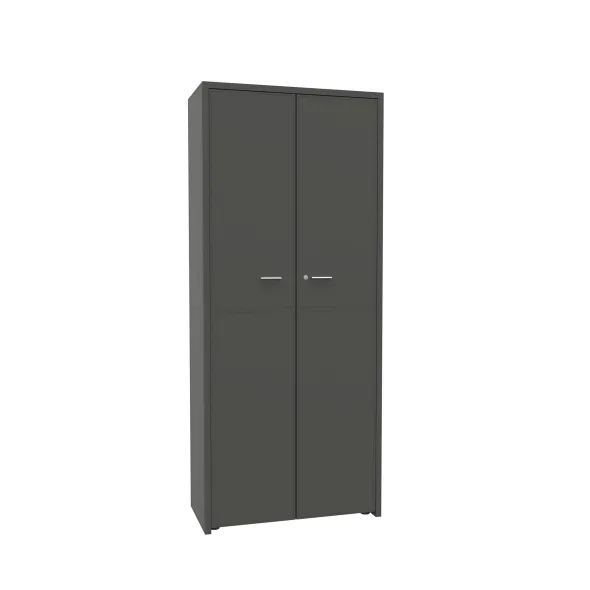 Armoire cuir Quadri Prestige - h. 217 x l. 92 cm - 4 tablettes mélaminé - 2 portes battantes