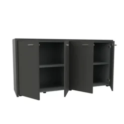 Armoire cuir Quadri Prestige - h. 89 x l. 178 cm - 1 tablette mélaminé - 4 portes battantes