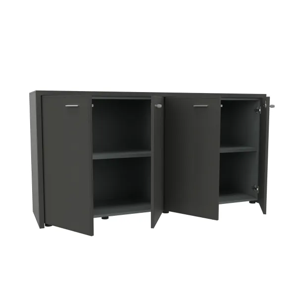 Armoire cuir Quadri Prestige - h. 89 x l. 178 cm - 1 tablette mélaminé - 4 portes battantes