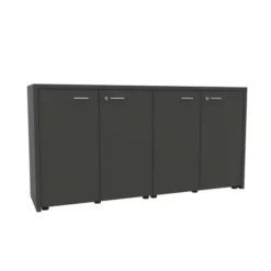 Armoire cuir Quadri Prestige - h. 89 x l. 178 cm - 1 tablette mélaminé - 4 portes battantes