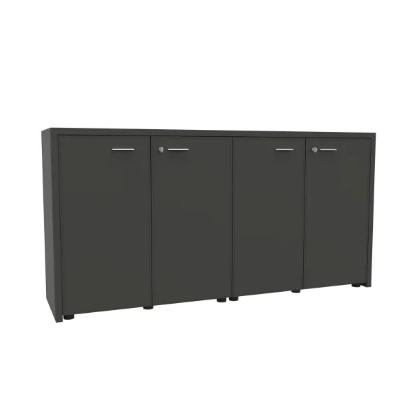Armoire cuir Quadri Prestige - h. 89 x l. 178 cm - 1 tablette mélaminé - 4 portes battantes