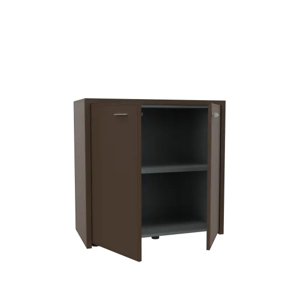 Armoire cuir Quadri Prestige - h. 89 x l. 92 cm - 1 tablette mélaminé - 2 portes battantes
