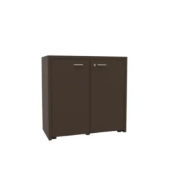 Armoire cuir Quadri Prestige - h. 89 x l. 92 cm - 1 tablette mélaminé - 2 portes battantes
