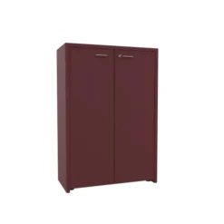 Armoire cuir Quadri Prestige - h. 134 x l. 92 cm - 2 tablettes mélaminé - 2 portes battantes