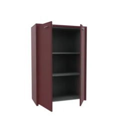 Armoire cuir Quadri Prestige - h. 134 x l. 92 cm - 2 tablettes mélaminé - 2 portes battantes
