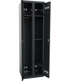 Armoire de rangement 2 colonnes 1/2 penderie 1/2 rangement - l. 60 cm - serrure moraillon - Délai court