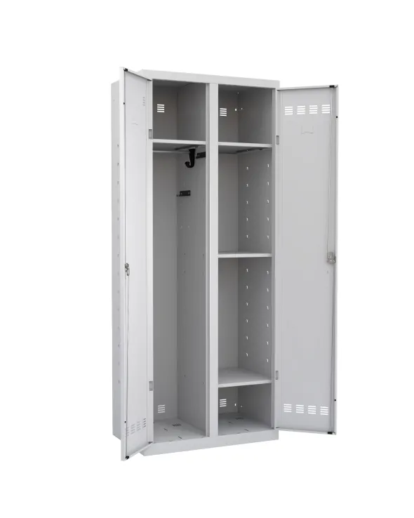 Armoire de rangement 2 colonnes 1/2 penderie 1/2 rangement - l. 80 cm - serrure à clé ou moraillon
