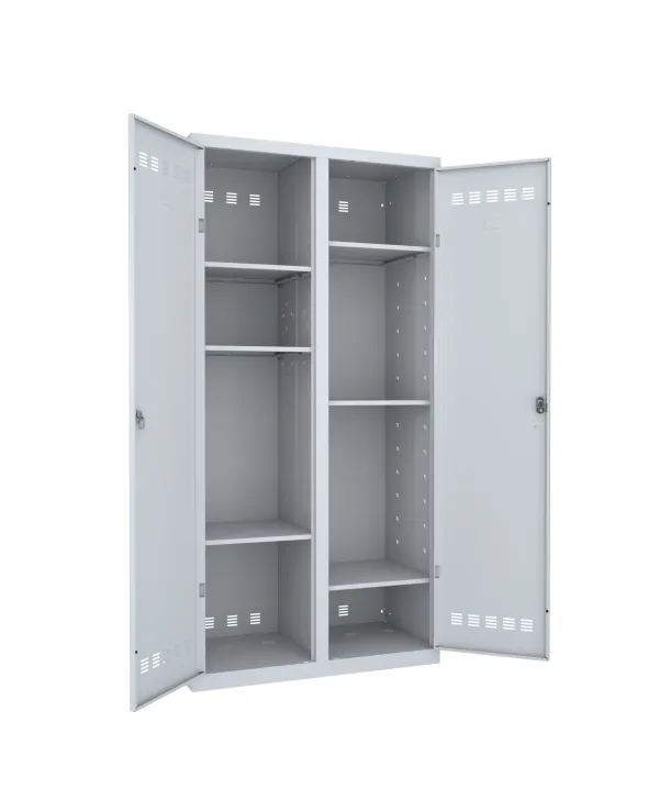 Armoire de rangement multiservice 2 colonnes - l. 100 cm - serrure à clé ou moraillon