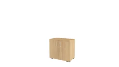 Armoire hauteur bureau mélaminé Epure - l. 80 cm - 2 tablettes métalliques - portes battantes
