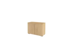 Armoire hauteur bureau mélaminé Epure - l. 100 cm - 2 tablettes métalliques - portes battantes