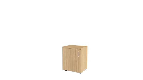 Armoire hauteur bureau mélaminé Epure - l. 61 cm - 2 tablettes métalliques - porte battante