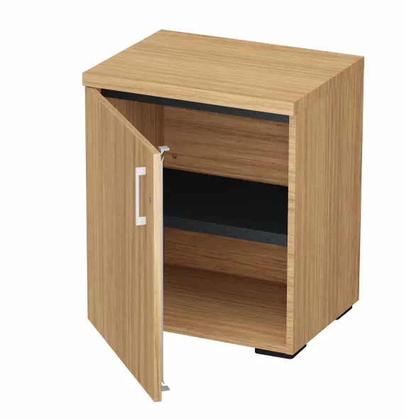 Armoire hauteur bureau mélaminé Epure - l. 61 cm - 2 tablettes métalliques - porte battante
