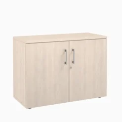 Armoire hauteur bureau mélaminé Evidence - l. 100 cm - 1 tablette métallique - portes battantes