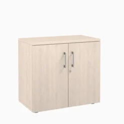 Armoire hauteur bureau mélaminé Evidence - l. 80 cm - 1 tablette métallique - portes battantes
