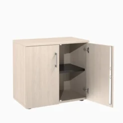 Armoire hauteur bureau mélaminé Evidence - l. 80 cm - 1 tablette métallique - portes battantes