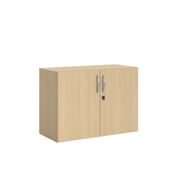 Armoire hauteur bureau mélaminé FrameOne II - l. 100 cm - 2 tablettes - portes battantes