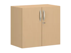 Armoire hauteur bureau mélaminé FrameOne II - l. 80 cm - 2 tablettes - portes battantes