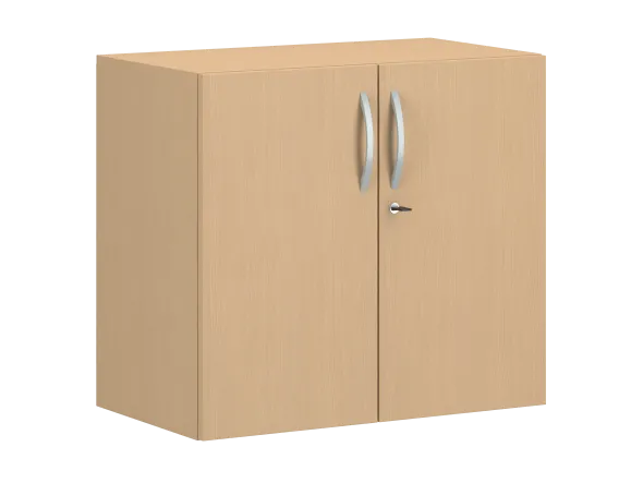 Armoire hauteur bureau mélaminé FrameOne II - l. 80 cm - 2 tablettes - portes battantes
