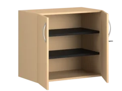 Armoire hauteur bureau mélaminé FrameOne II - l. 80 cm - 2 tablettes - portes battantes
