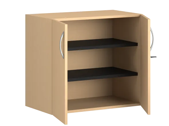Armoire hauteur bureau mélaminé FrameOne II - l. 80 cm - 2 tablettes - portes battantes
