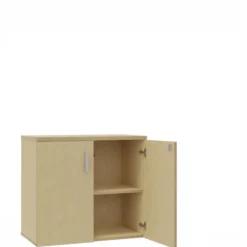Armoire hauteur bureau mélaminé Arial - l. 80 cm - 1 tablette - portes battantes