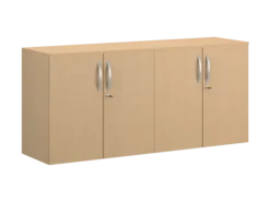 Armoire hauteur bureau mélaminé FrameOne II - l. 160 cm - portes battantes - 4 tablettes - avec coiffe