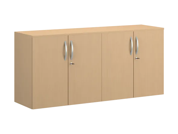 Armoire hauteur bureau mélaminé FrameOne II - l. 160 cm - portes battantes - 4 tablettes - avec coiffe