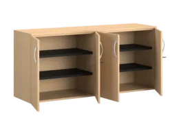 Armoire hauteur bureau mélaminé FrameOne II - l. 160 cm - portes battantes - 4 tablettes - avec coiffe