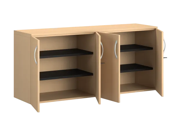 Armoire hauteur bureau mélaminé FrameOne II - l. 160 cm - portes battantes - 4 tablettes - avec coiffe