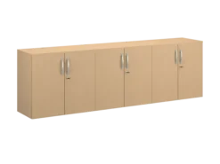 Armoire hauteur bureau mélaminé FrameOne II - l. 240 cm - portes battantes - 6 tablettes - avec coiffe