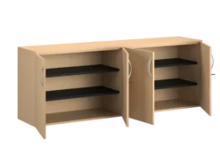 Armoire hauteur bureau mélaminé FrameOne II - l. 240 cm - portes battantes - 6 tablettes - avec coiffe