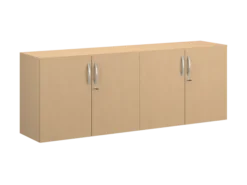 Armoire hauteur bureau mélaminé FrameOne II - l. 200 cm -portes battantes - 4 tablettes - avec coiffe