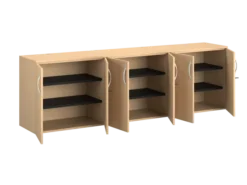 Armoire hauteur bureau mélaminé FrameOne II - l. 200 cm -portes battantes - 4 tablettes - avec coiffe