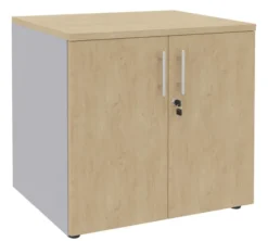 Armoire hauteur bureau mélaminé Majesty - l. 80 cm - 1 tablette métal - portes battantes