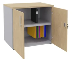 Armoire hauteur bureau mélaminé Majesty - l. 80 cm - 1 tablette métal - portes battantes