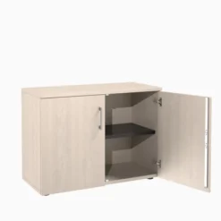Armoire hauteur bureau mélaminé Evidence - l. 100 cm - 1 tablette métallique - portes battantes - délai court