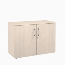 Armoire hauteur bureau mélaminé Evidence - l. 100 cm - 1 tablette métallique - portes battantes - délai court