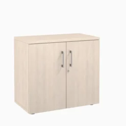 Armoire hauteur bureau mélaminé Evidence - l. 80 cm - 1 tablette métallique - portes battantes - délai court