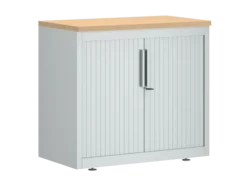 Armoire hauteur bureau métallique FrameOne II - l. 80 cm - 1 tablette - fermeture rideaux - avec coiffe
