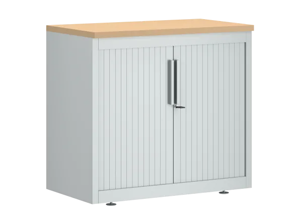 Armoire hauteur bureau métallique FrameOne II - l. 80 cm - 1 tablette - fermeture rideaux - avec coiffe