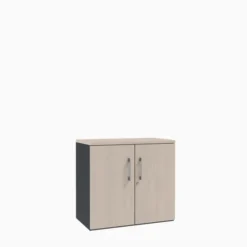 Armoire hauteur bureau métallique/mélaminée Corial - l. 80 cm - 1 tablette métal - portes battantes