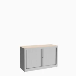 Armoire hauteur bureau métallique Corial - l. 120 cm - 1 tablette - unicolore - fermeture rideaux