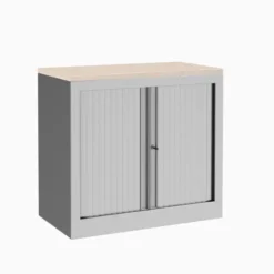 Armoire hauteur bureau métallique Evidence - l. 80 cm - 1 tablette - unicolore - fermeture rideaux