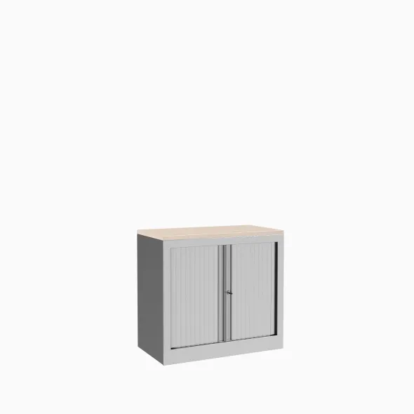 Armoire hauteur bureau métallique Corial - l. 80 cm - 1 tablette - unicolore - fermeture rideaux - délai court