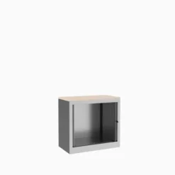 Armoire hauteur bureau métallique Corial - l. 80 cm - 1 tablette - unicolore - fermeture rideaux - délai court
