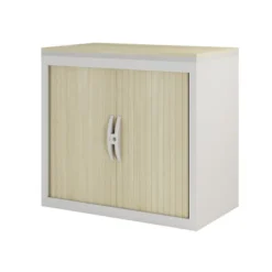 Armoire hauteur bureau métallique à rideaux Epure - l. 80 cm - 1 coiffe - chant bicolore