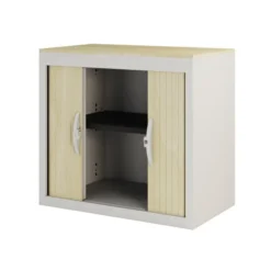 Armoire hauteur bureau métallique à rideaux Epure - l. 80 cm - 1 coiffe - chant bicolore