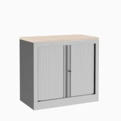 Armoire hauteur bureau métallique Evidence - l. 80 cm - 1 tablette - unicolore - fermeture rideaux - délai court